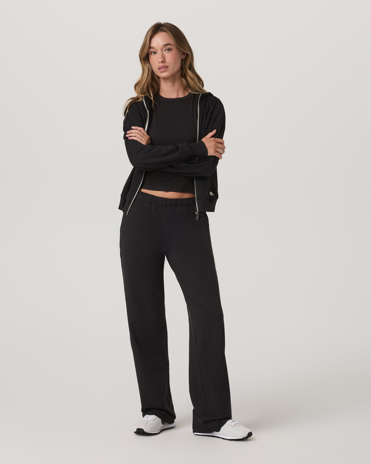 Halo Straight Leg Pant Women's Solid Black Pants - Vuori Clothing