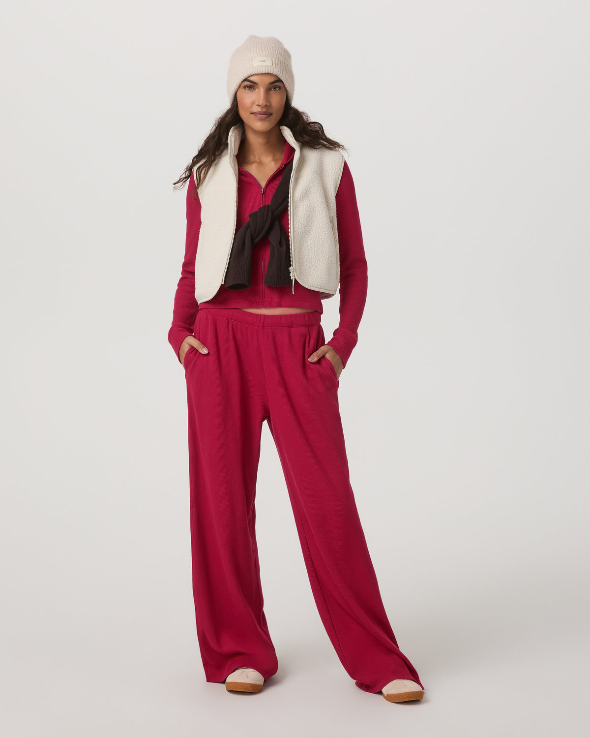 Waffle Wideleg Pant Women's Strawberry Waffle Knit Pant - Vuori Clothing
