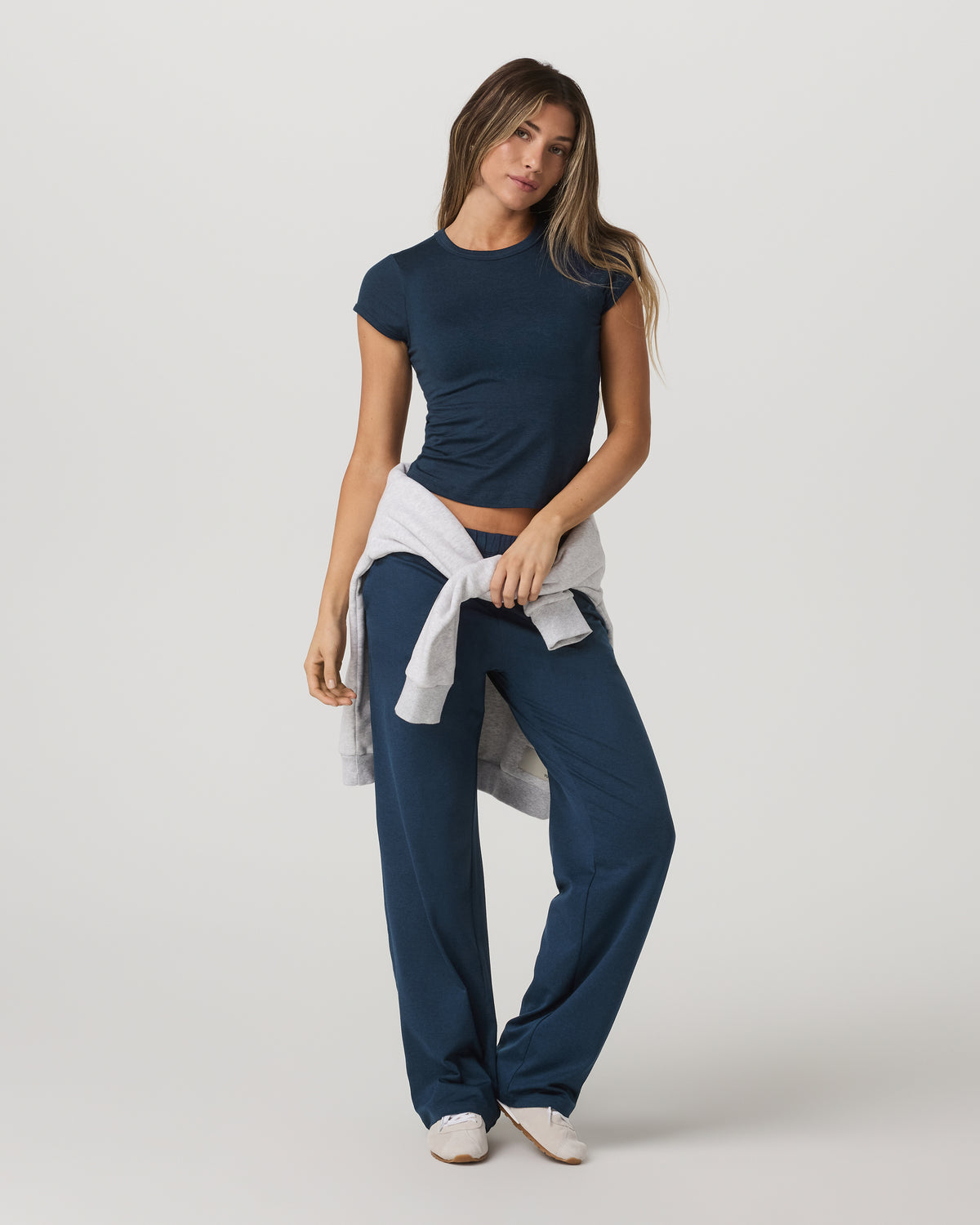 Halo Modern Straight Leg Pant - Short Blue Coast Heather - Vuori Clothing