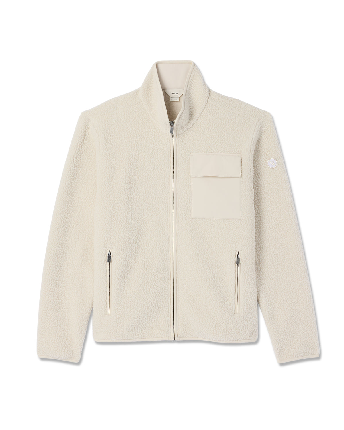 Alpine Fleece Full Zip Men's Bone Mock Neck Jacket - Vuori Clothing
