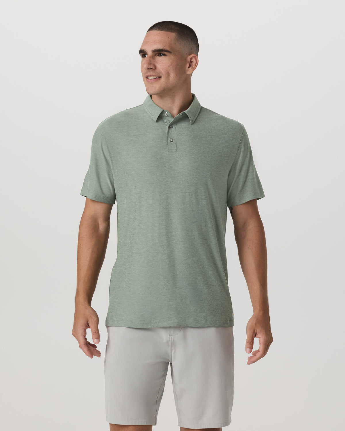 Strato Tech Polo Men's Thyme Heather Performance Shirt - Vuori Clothing