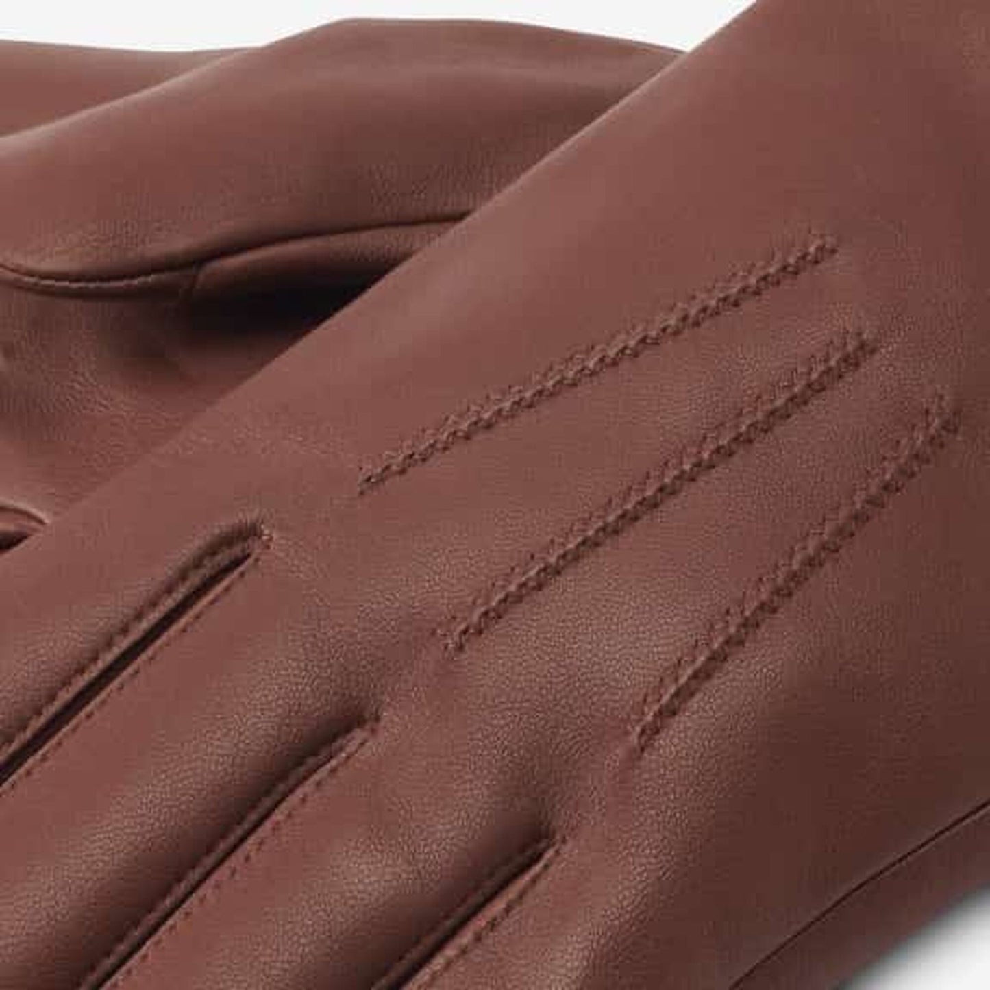 Cashmere Lined Leather Tech Gloves - Saddle Brown