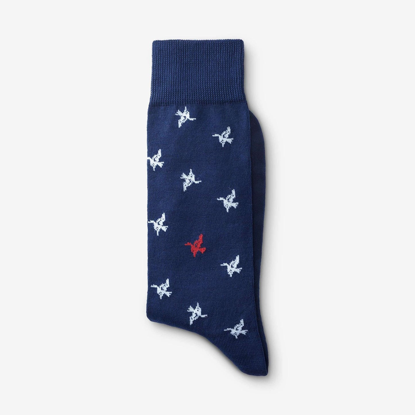 Mid-Calf Pattern Dress Sock - Navy Birds