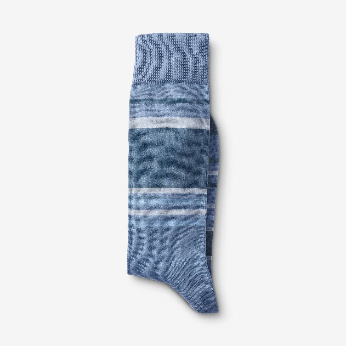 Mid-Calf Pattern Dress Sock - Indigo Blue Stripe