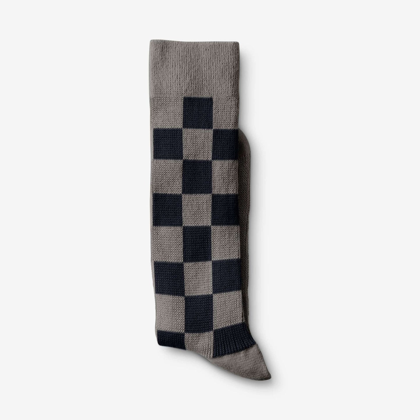 Mid-Calf Pattern Knit Dress Sock - Grey Check Board