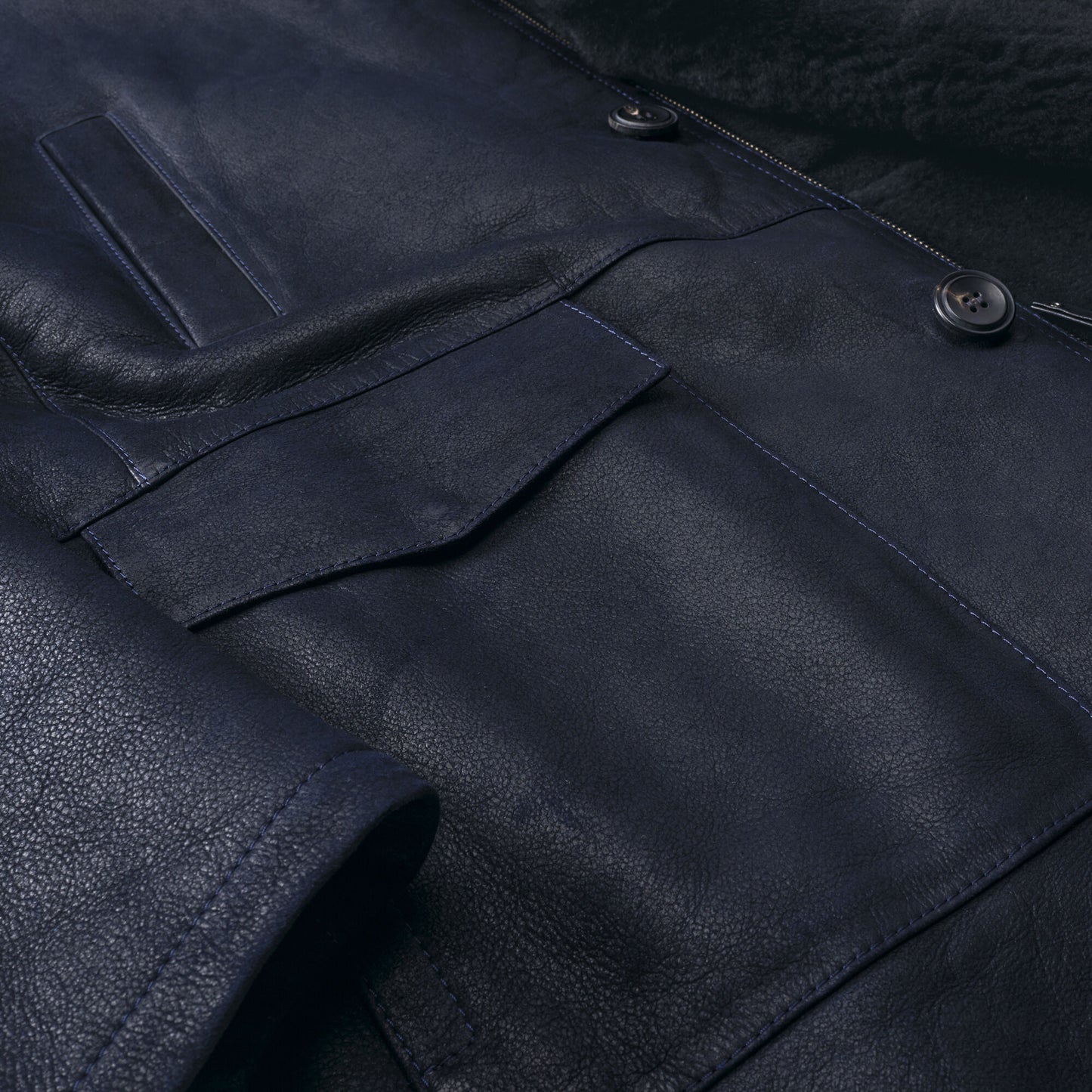 Shearling Hip Coat - Midnight Navy