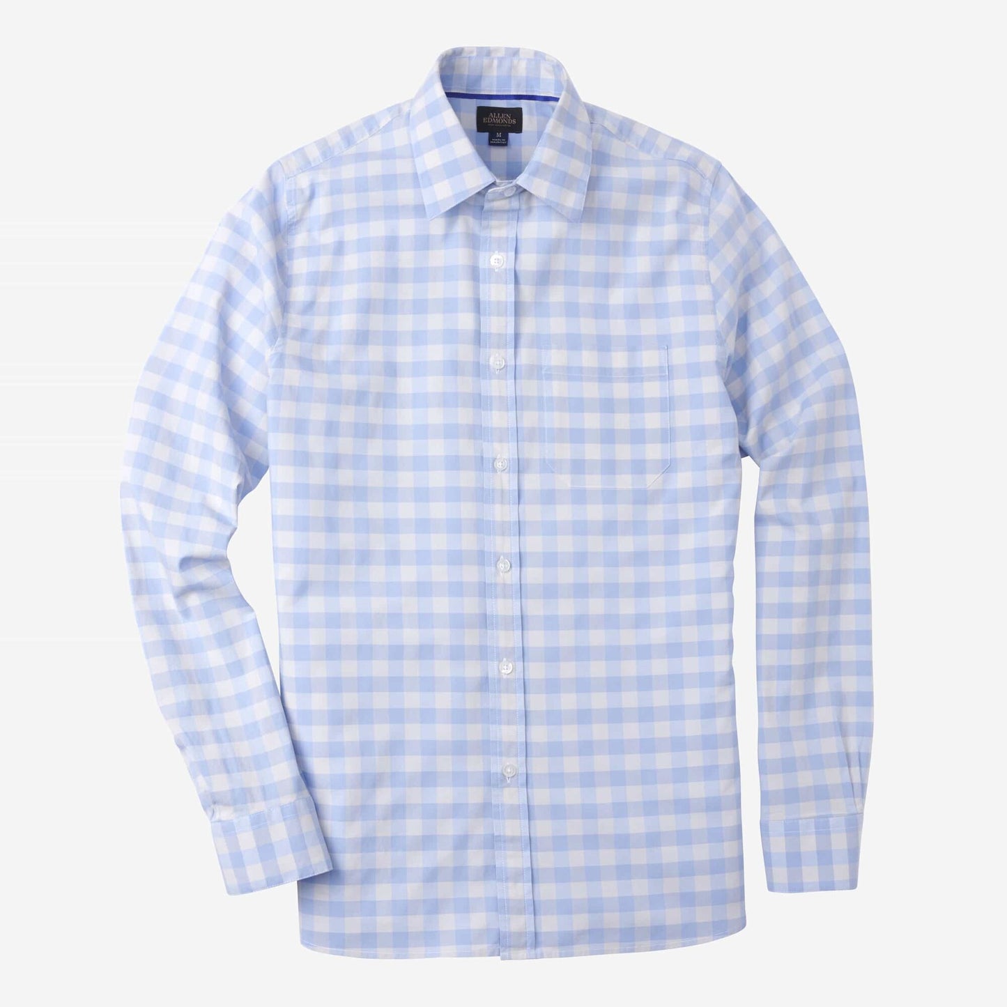Gingham Cotton Sport Shirt - Blue/Ivory