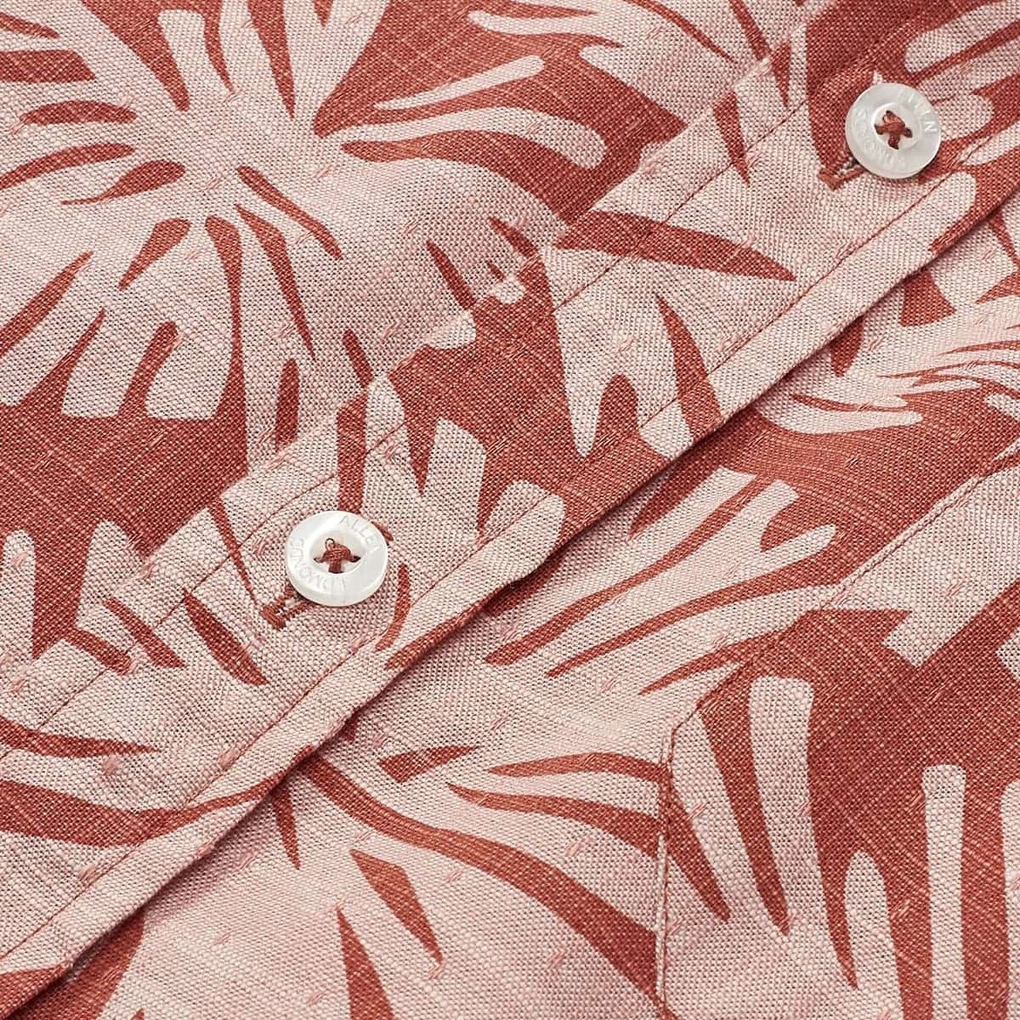 Leaf Print Short Sleeve Shirt - Lobster Bisque