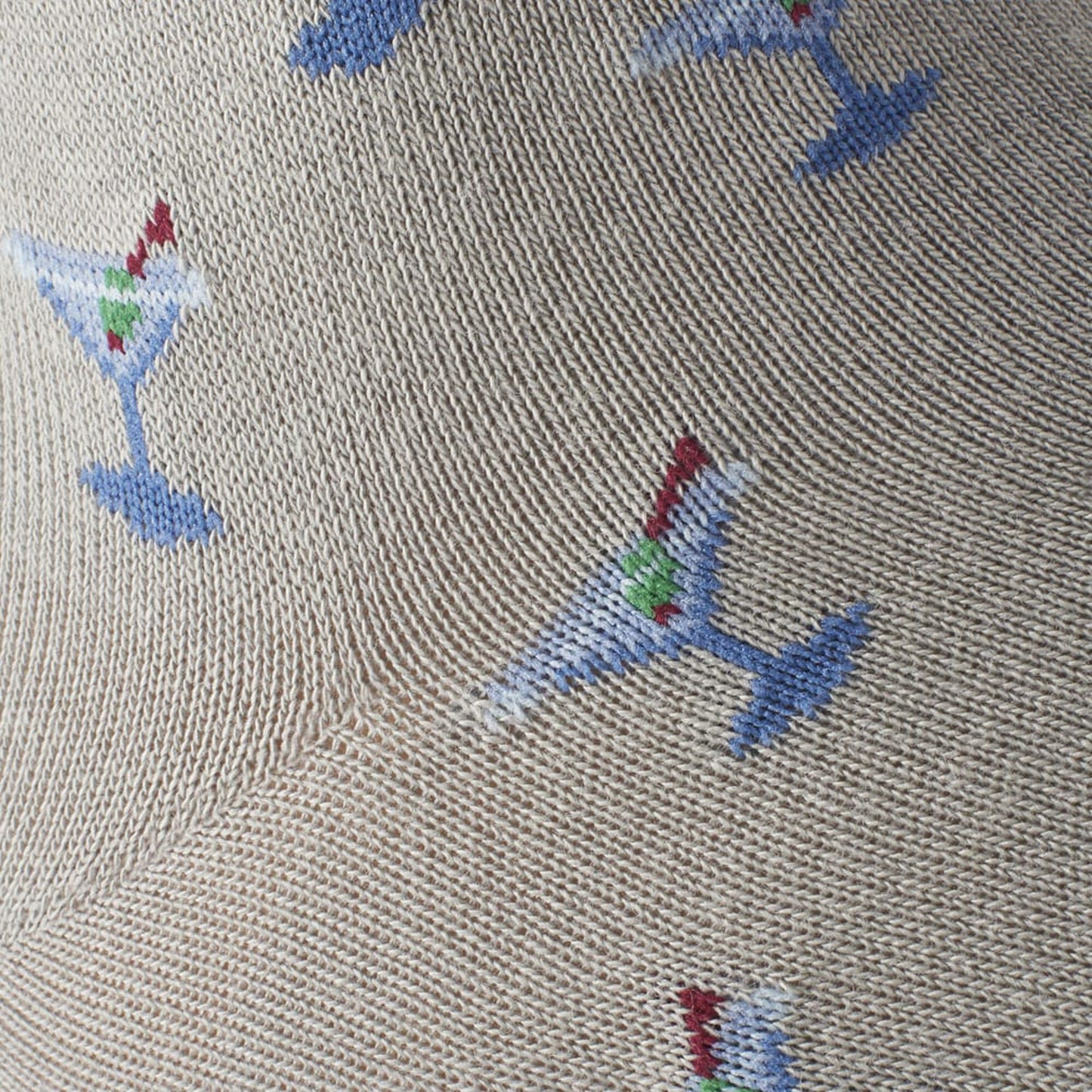 Cotton Blend Pattern Dress Sock - Khaki Martini Glass