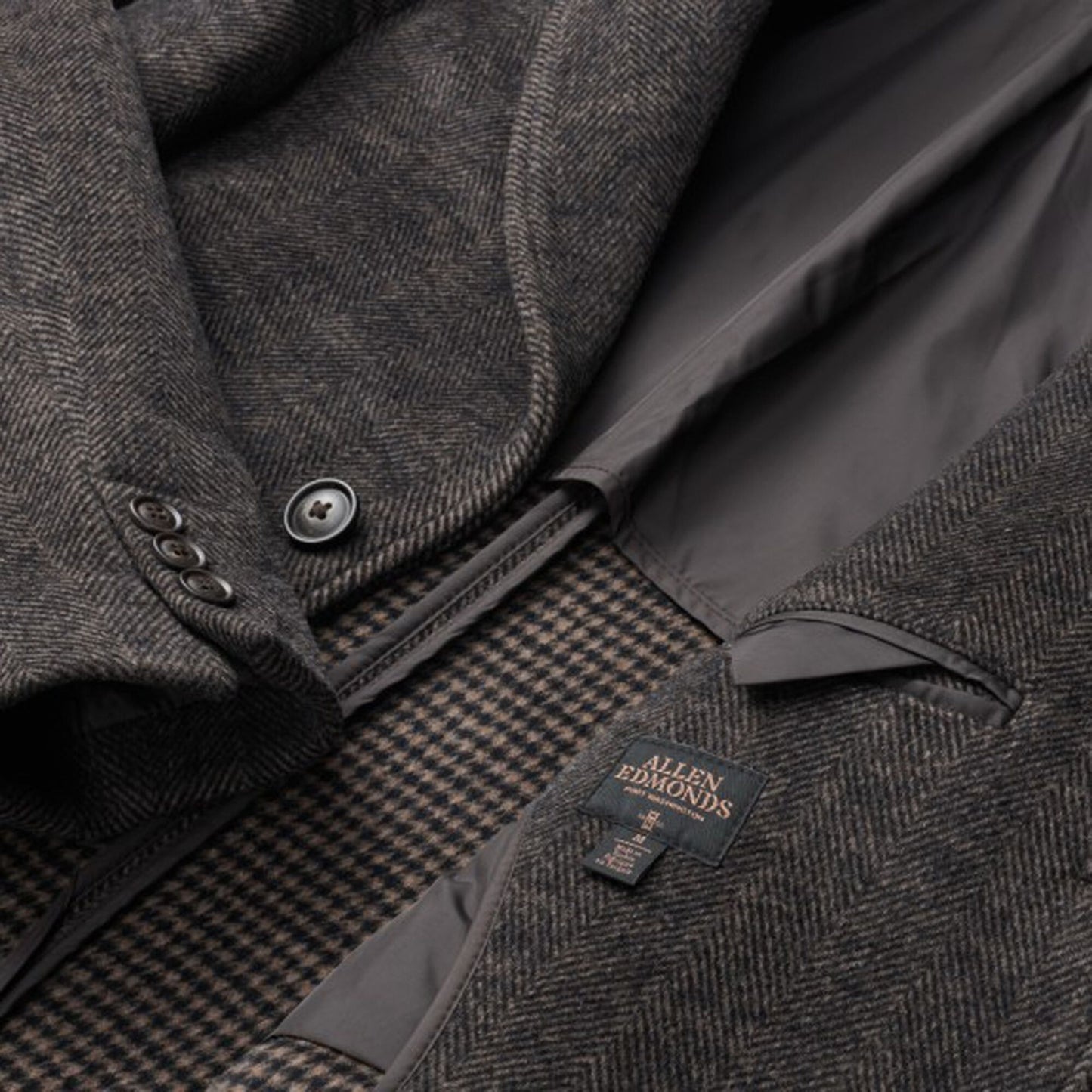 Herringbone Plaid Topcoat - Brown