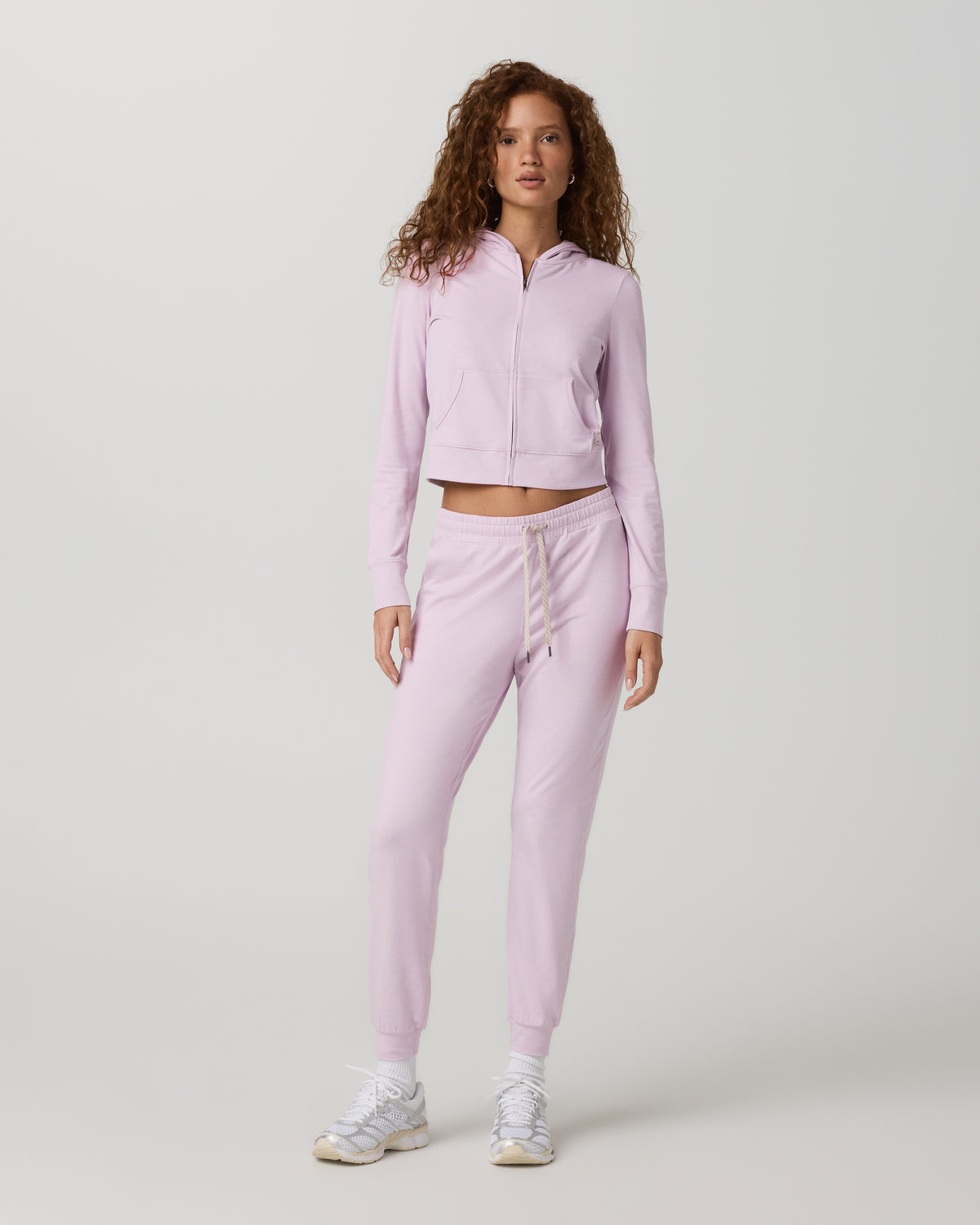 Halo Mini Full Zip Hoodie Lilac Breeze Heather Fitted Hoodie - Vuori Clothing
