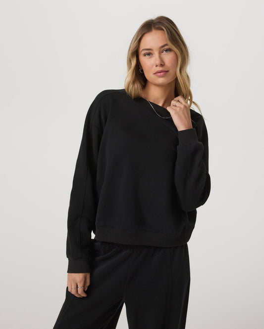 Sedona Seams Crew Women's Black Fleece Sweatshirt - Vuori Clothing