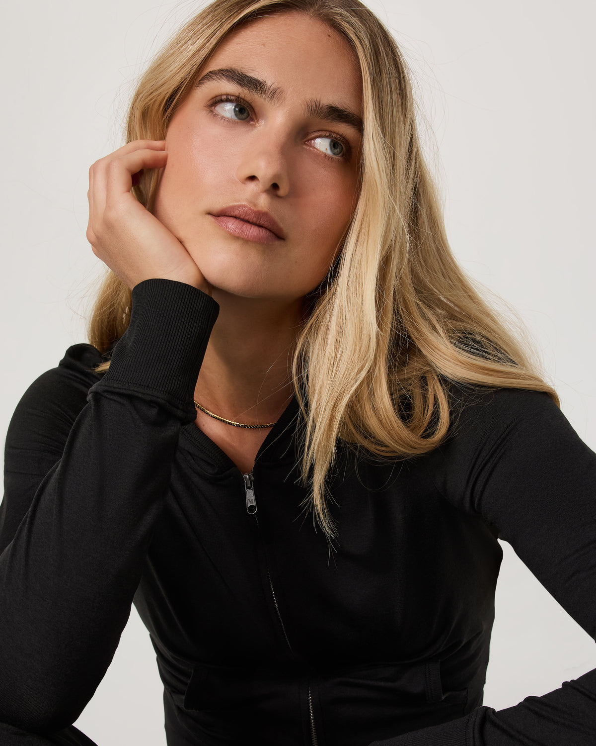 Halo Mini Full Zip Hoodie Black Heather - Vuori Clothing