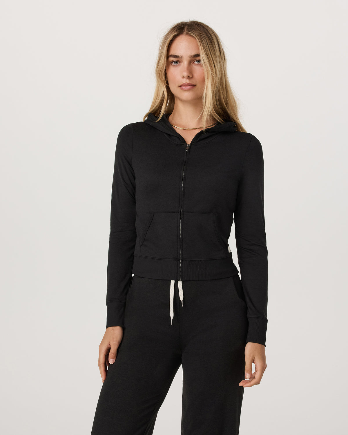 Halo Mini Full Zip Hoodie Black Heather - Vuori Clothing