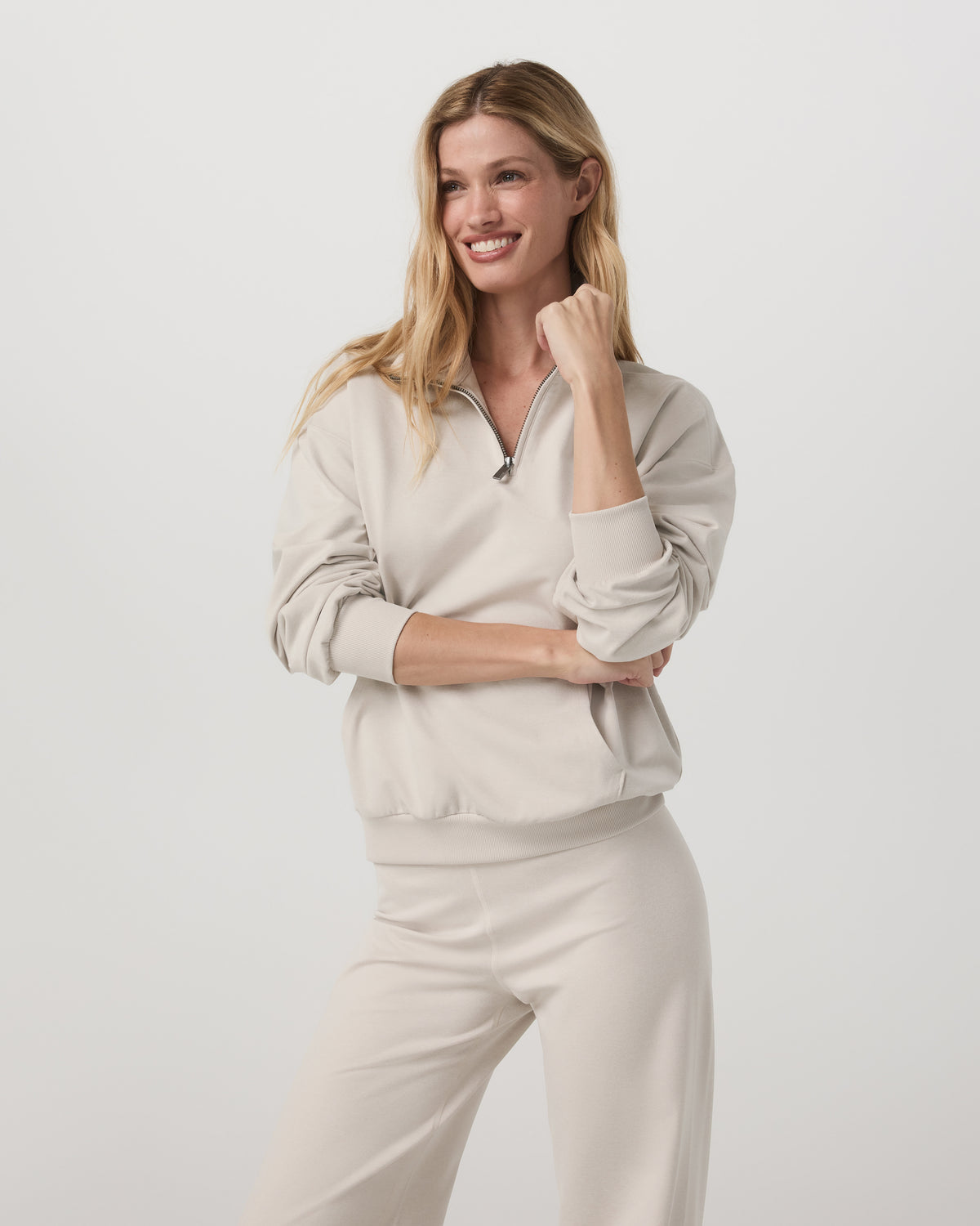 Granite Half Zip Women's Oatmeal Heather Sweatshirt - Vuori Clothing