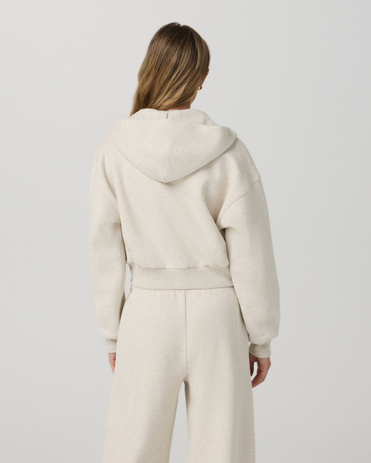 Restore Mini Full Zip Hoodie Bone Heather Jacket - Vuori Clothing