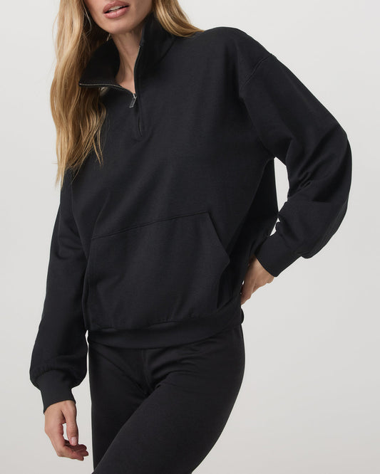 Granite Half Zip Black Heather Pullover Sweatshirt - Vuori Clothing