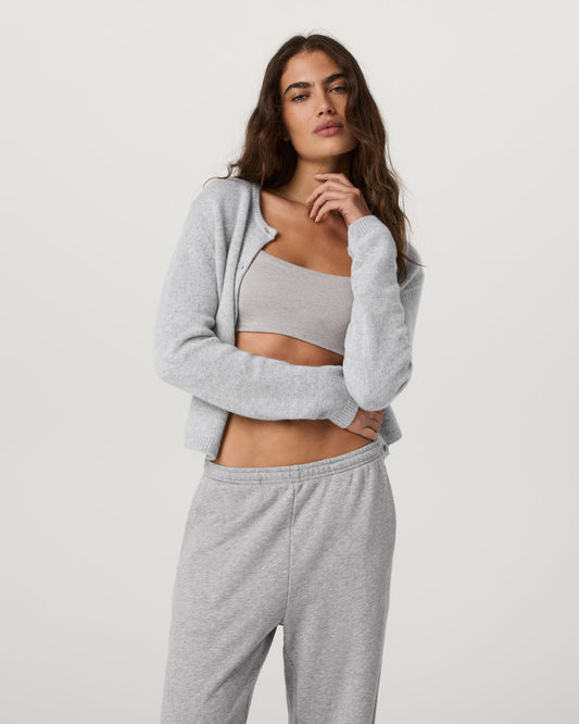 Émilie Cashmere Cardi Women's Pale Grey Heather - Vuori Clothing