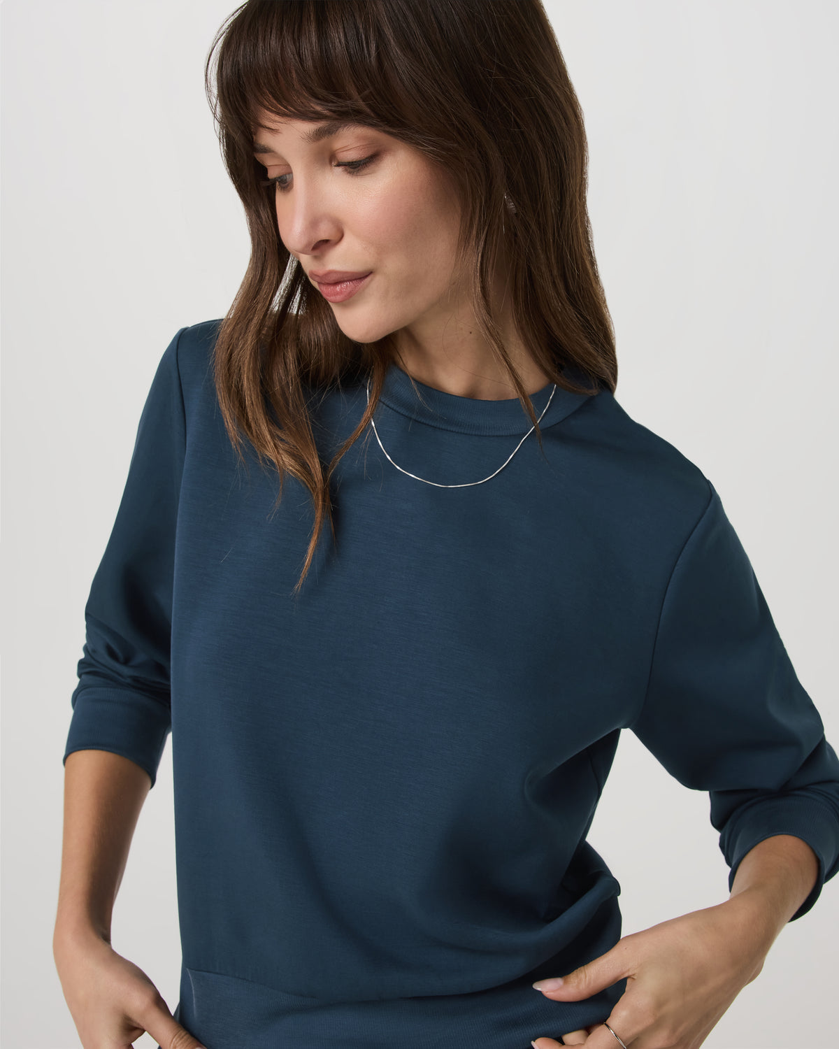 Compose Crew Ocean Blue Pullover Fleece Sweatshirt - Vuori Clothing