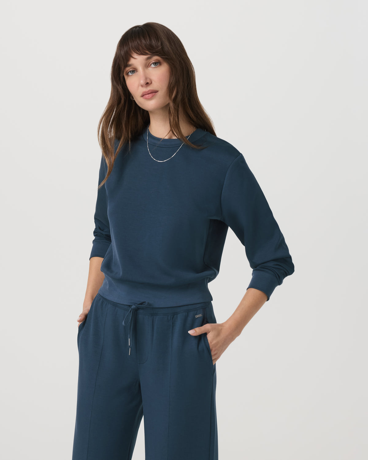 Compose Crew Ocean Blue Pullover Fleece Sweatshirt - Vuori Clothing