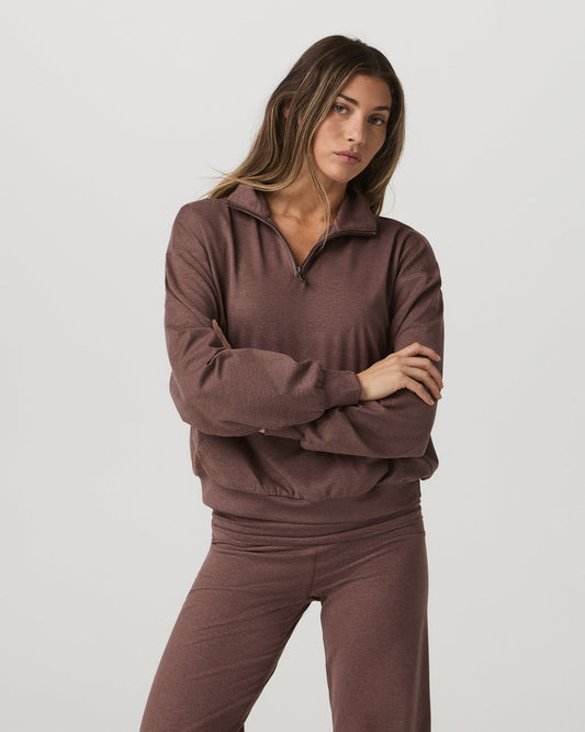 Granite Half Zip Women's Sable Heather Sweatshirt - Vuori Clothing