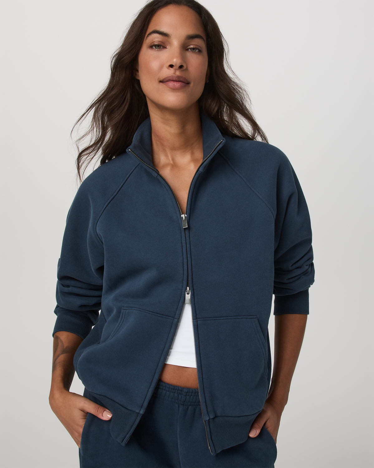 Restore Double Zip Sweatshirt Ocean Blue Full-Zip Fleece - Vuori Clothing