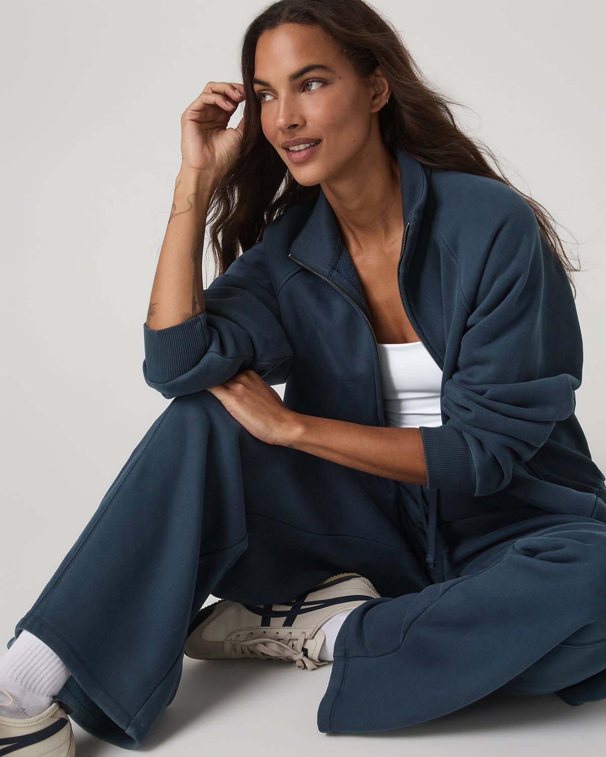 Restore Double Zip Sweatshirt Ocean Blue Full-Zip Fleece - Vuori Clothing