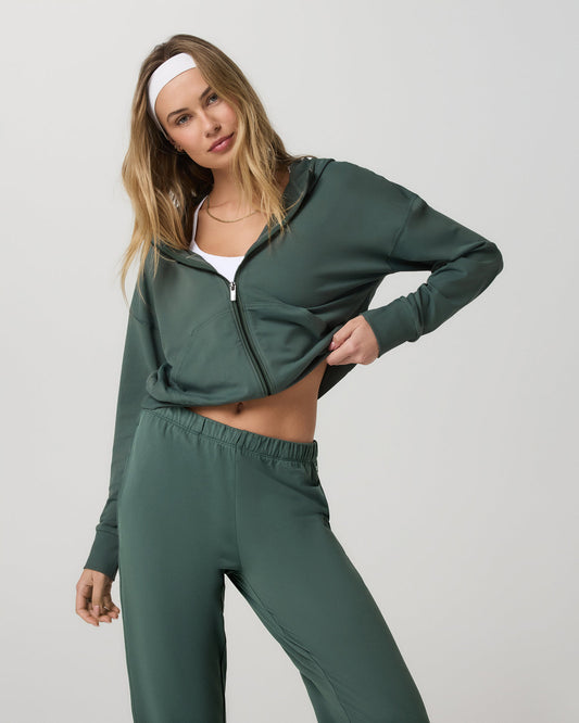 Halo Modern Full Zip Hoodie Women's Agate Green Hoodie - Vuori Clothing
