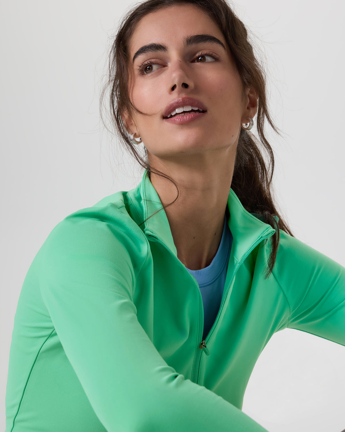 Studio Half Zip Women's Ligh Bergamot Workout Jacket - Vuori Clothing