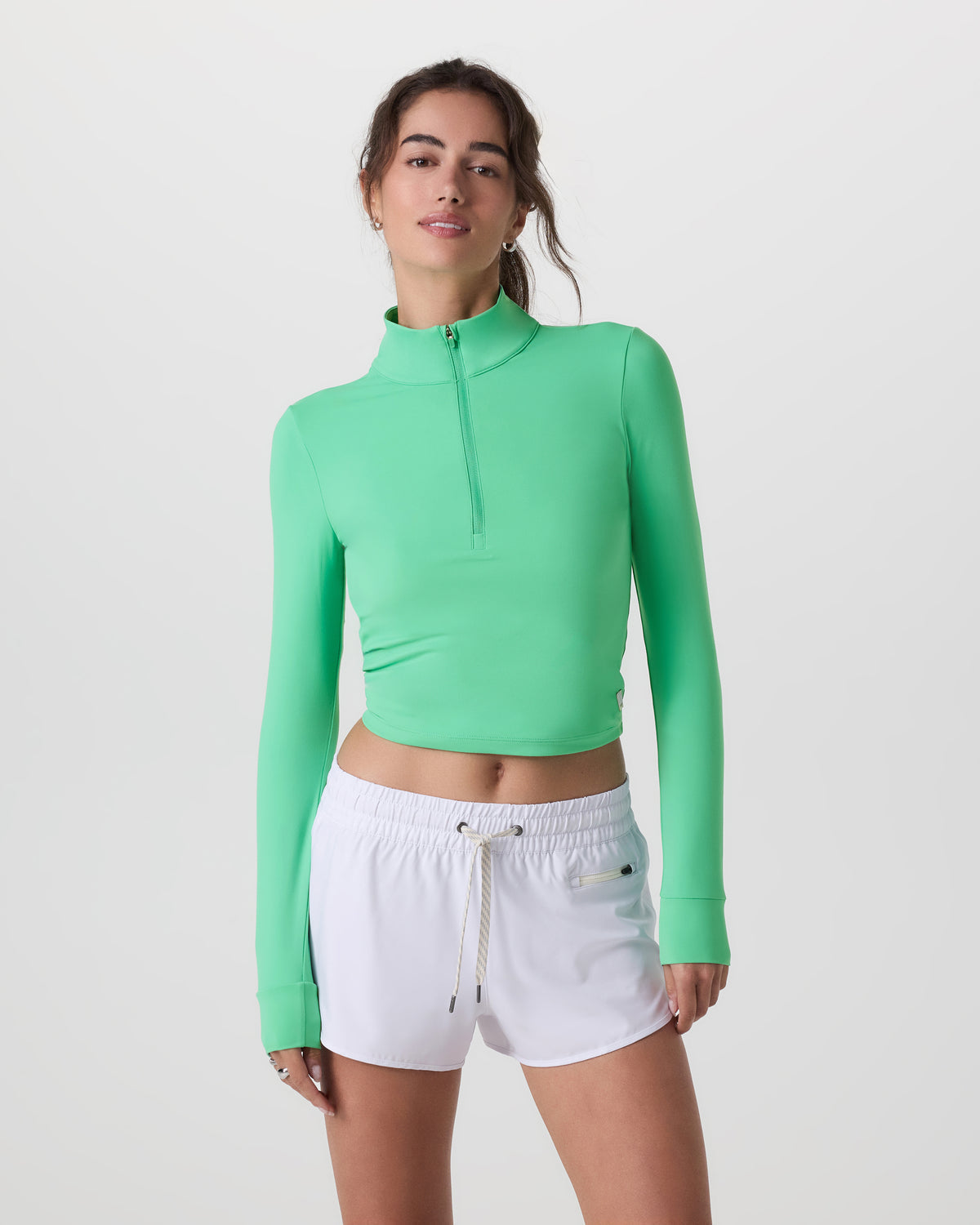 Studio Half Zip Women's Ligh Bergamot Workout Jacket - Vuori Clothing