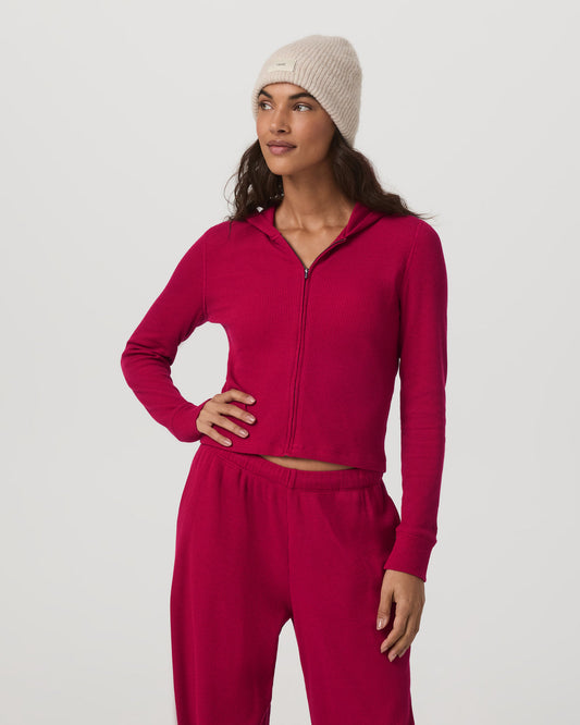 Waffle Full Zip Hoodie Women's Strawberry Hoodie - Vuori Clothing
