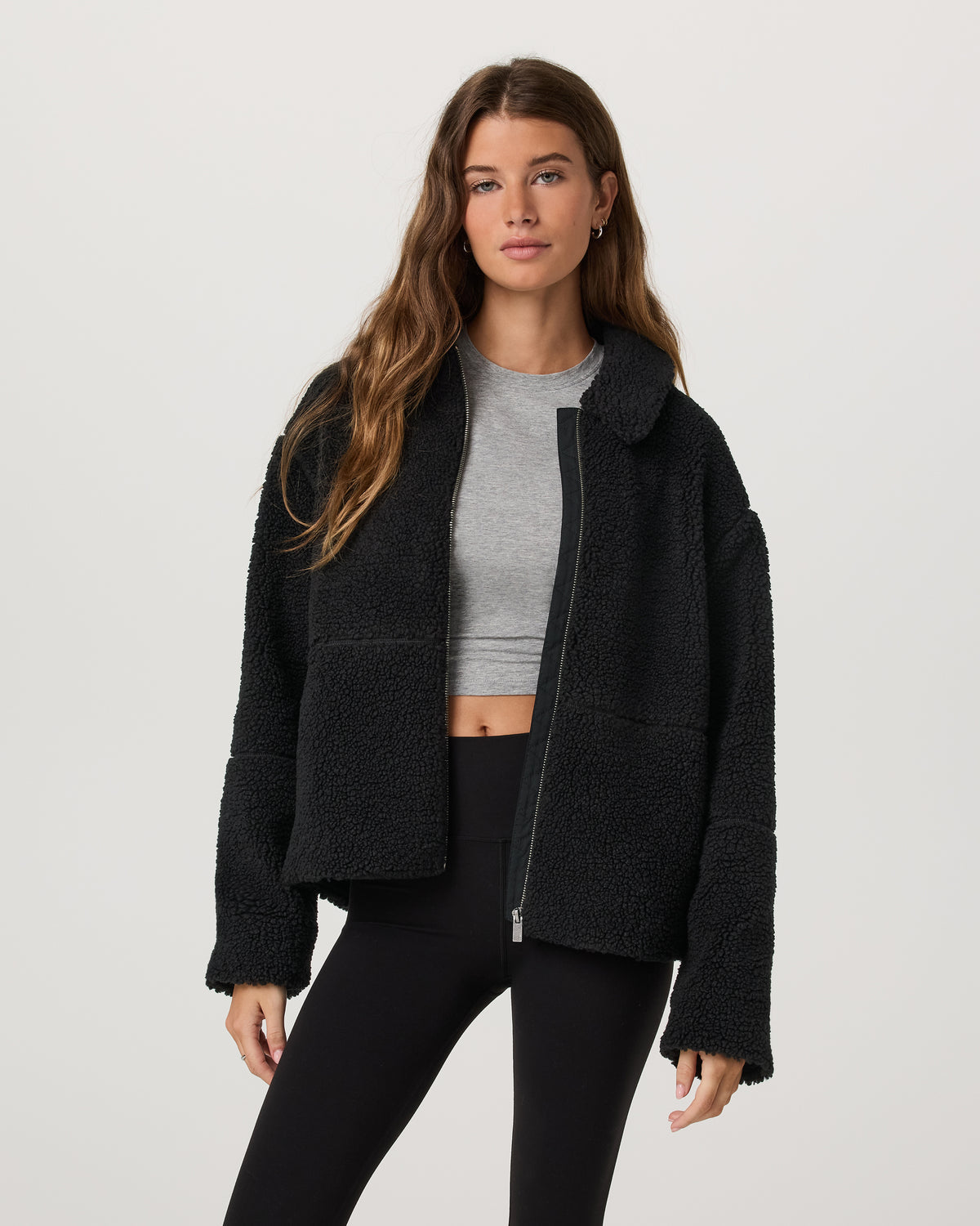 Lou Full Zip Jacket Women's Black Fleece Jacket - Vuori Clothing