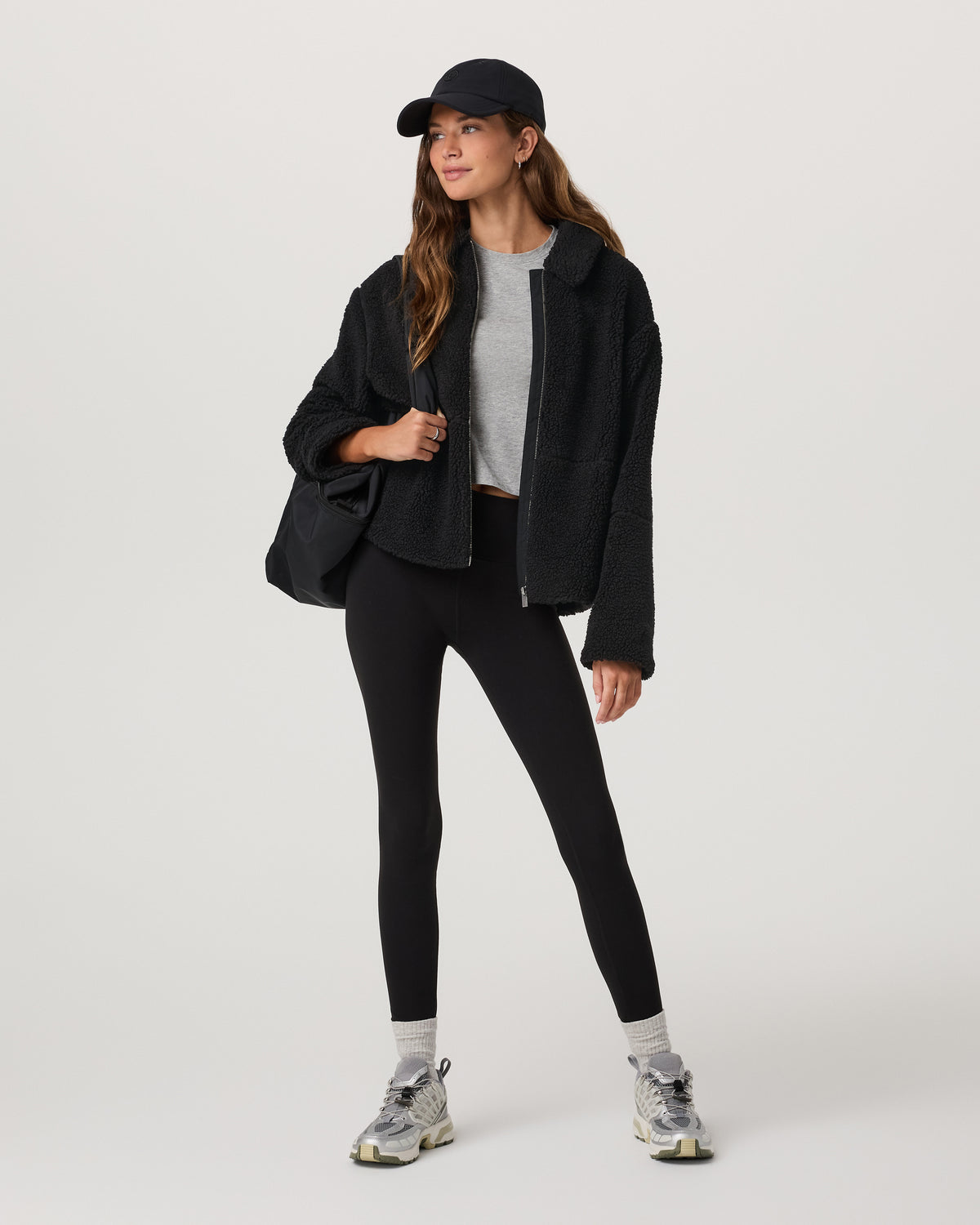 Lou Full Zip Jacket Women's Black Fleece Jacket - Vuori Clothing