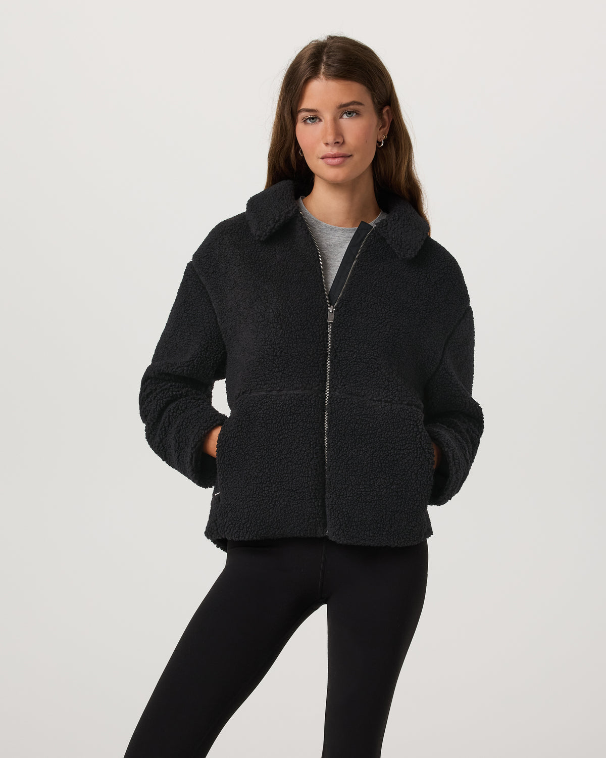 Lou Full Zip Jacket Women's Black Fleece Jacket - Vuori Clothing