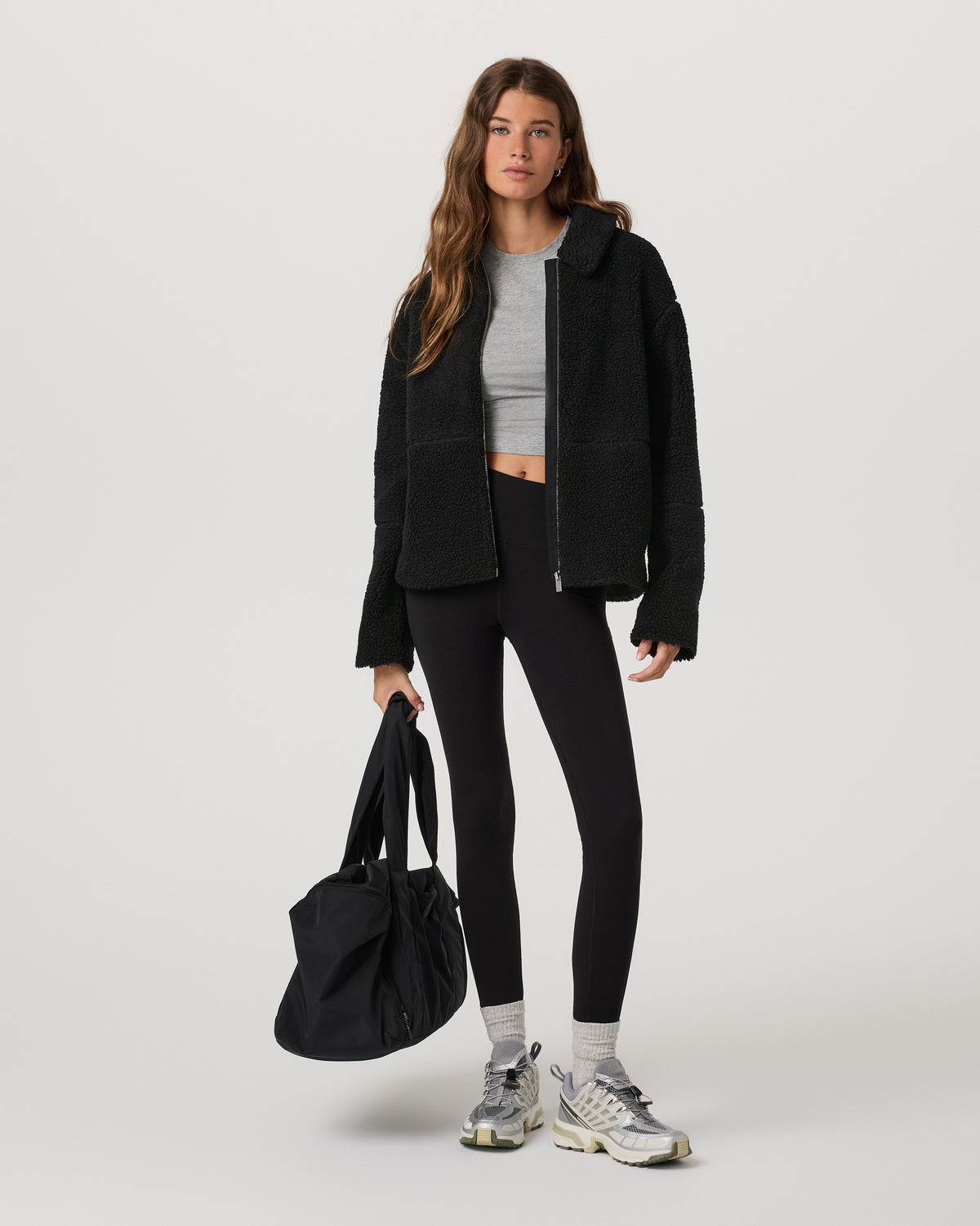 Lou Full Zip Jacket Women's Black Fleece Jacket - Vuori Clothing