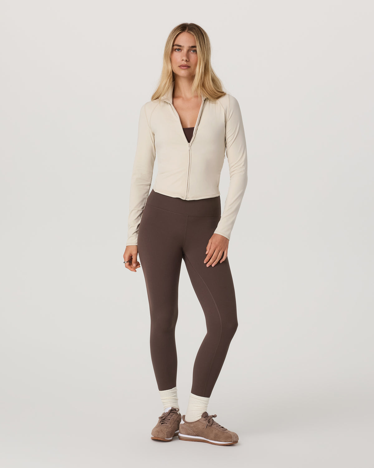 Vuori AllTheFeels™ Full Zip Women's Bone Fitness Jacket - Vuori Clothing