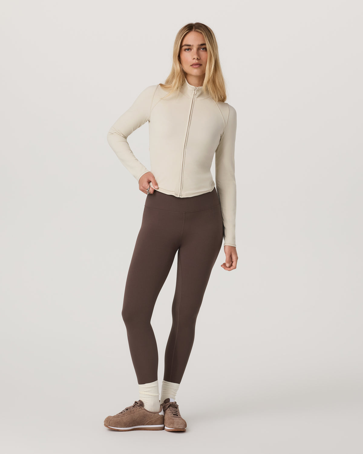 Vuori AllTheFeels™ Full Zip Women's Bone Fitness Jacket - Vuori Clothing