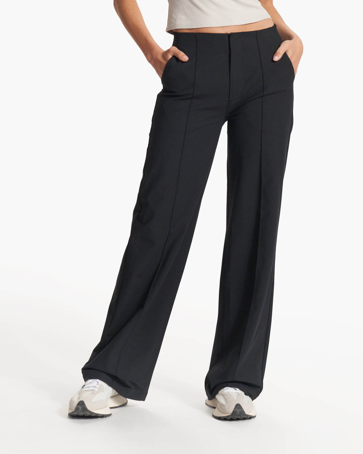 Women's Meta Wideleg Black Tailored Pants - Vuori Clothing