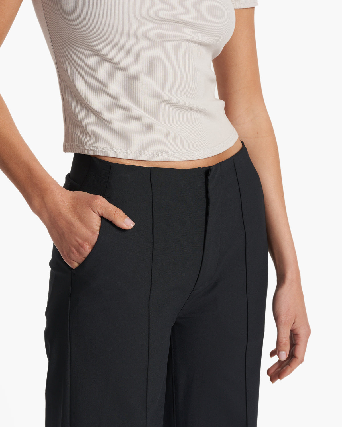 Women's Meta Wideleg Black Tailored Pants - Vuori Clothing