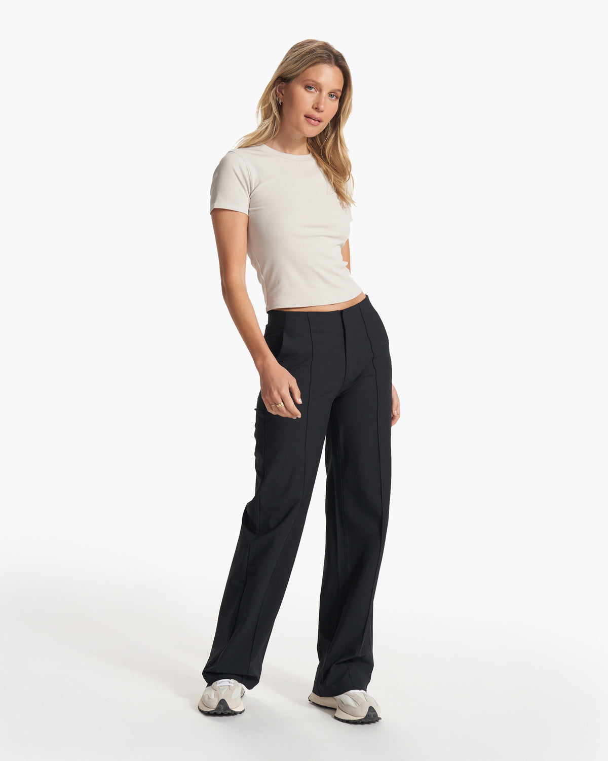 Women's Meta Wideleg Black Tailored Pants - Vuori Clothing