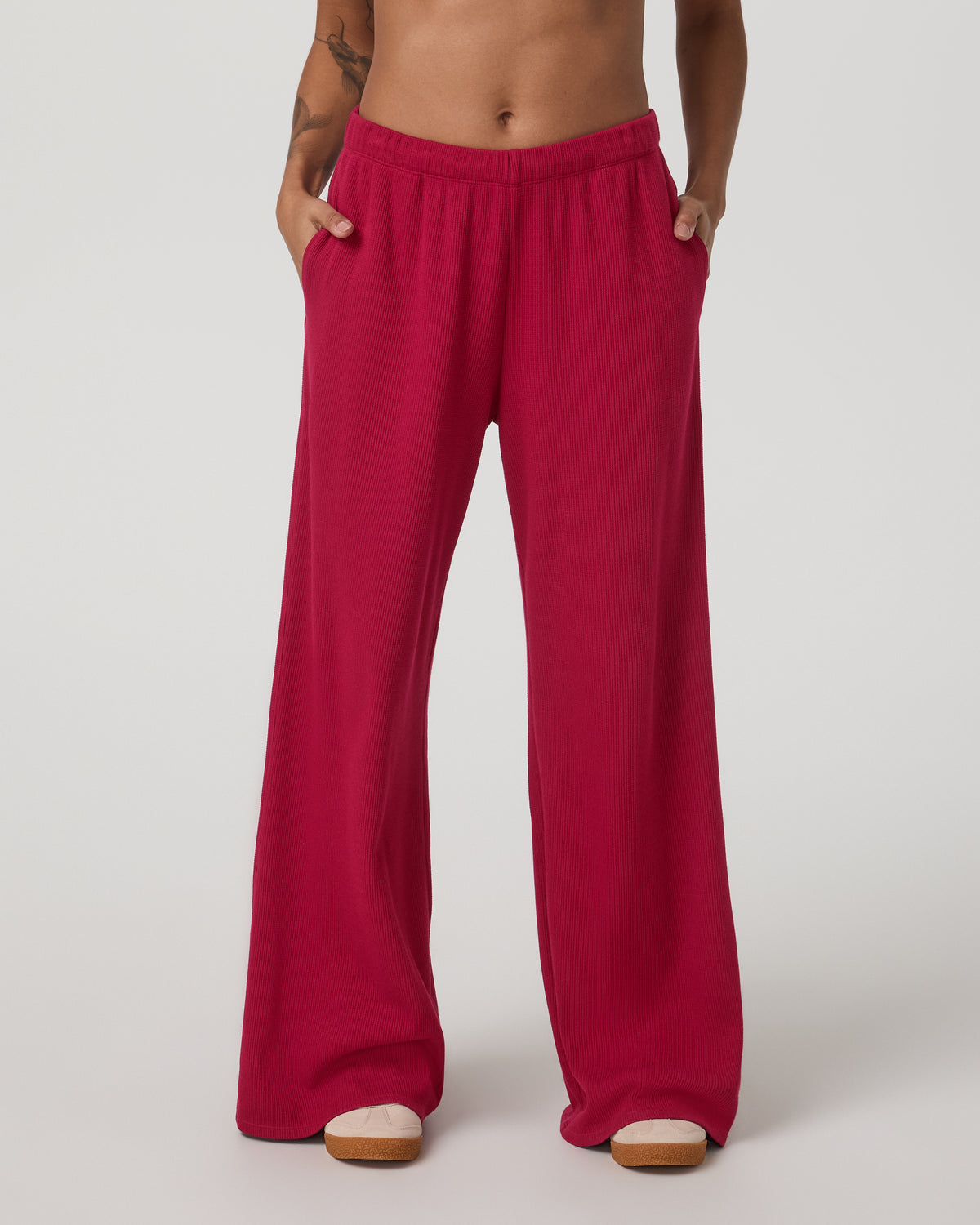 Waffle Wideleg Pant Women's Strawberry Waffle Knit Pant - Vuori Clothing