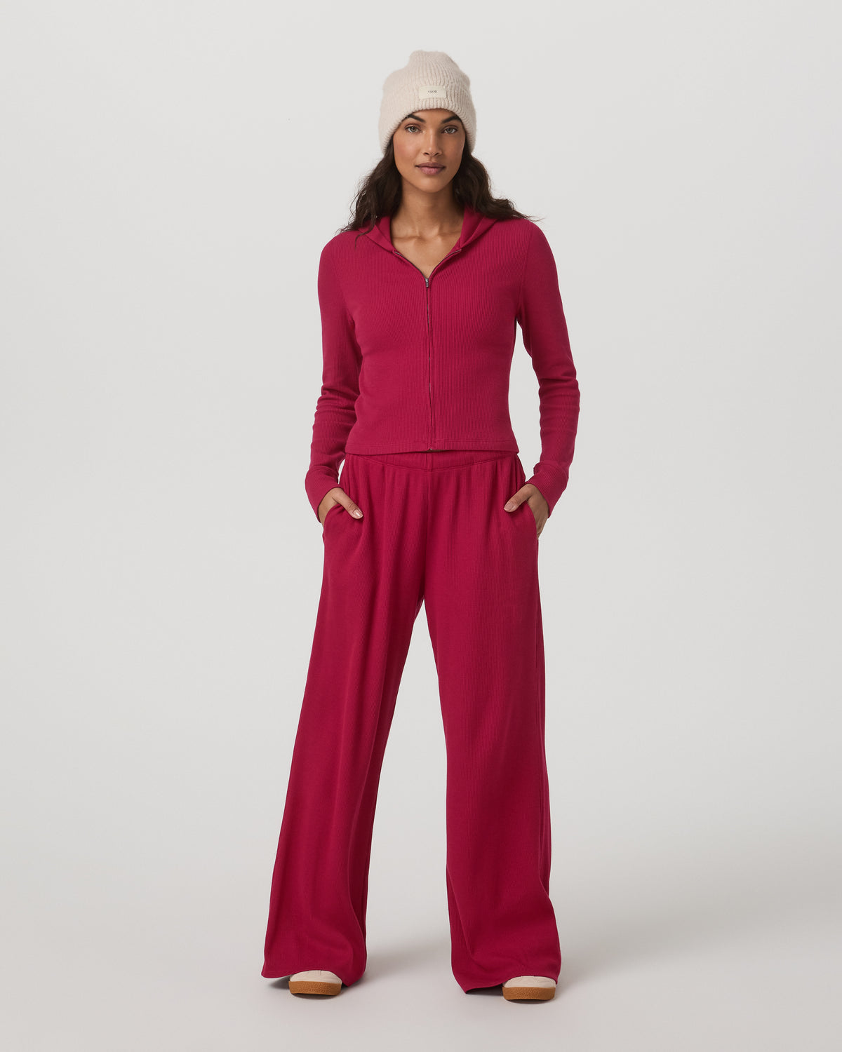 Waffle Wideleg Pant Women's Strawberry Waffle Knit Pant - Vuori Clothing