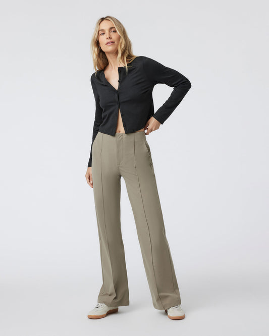 Womens Meta Wideleg Taupe Tailored Pants - Vuori Clothing