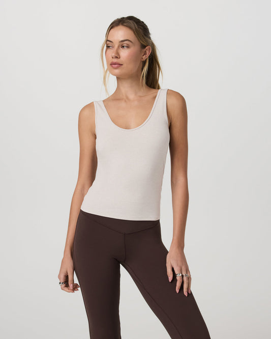 Pose Twin Tank Women's Ecru Heather Tank Top - Vuori Clothing
