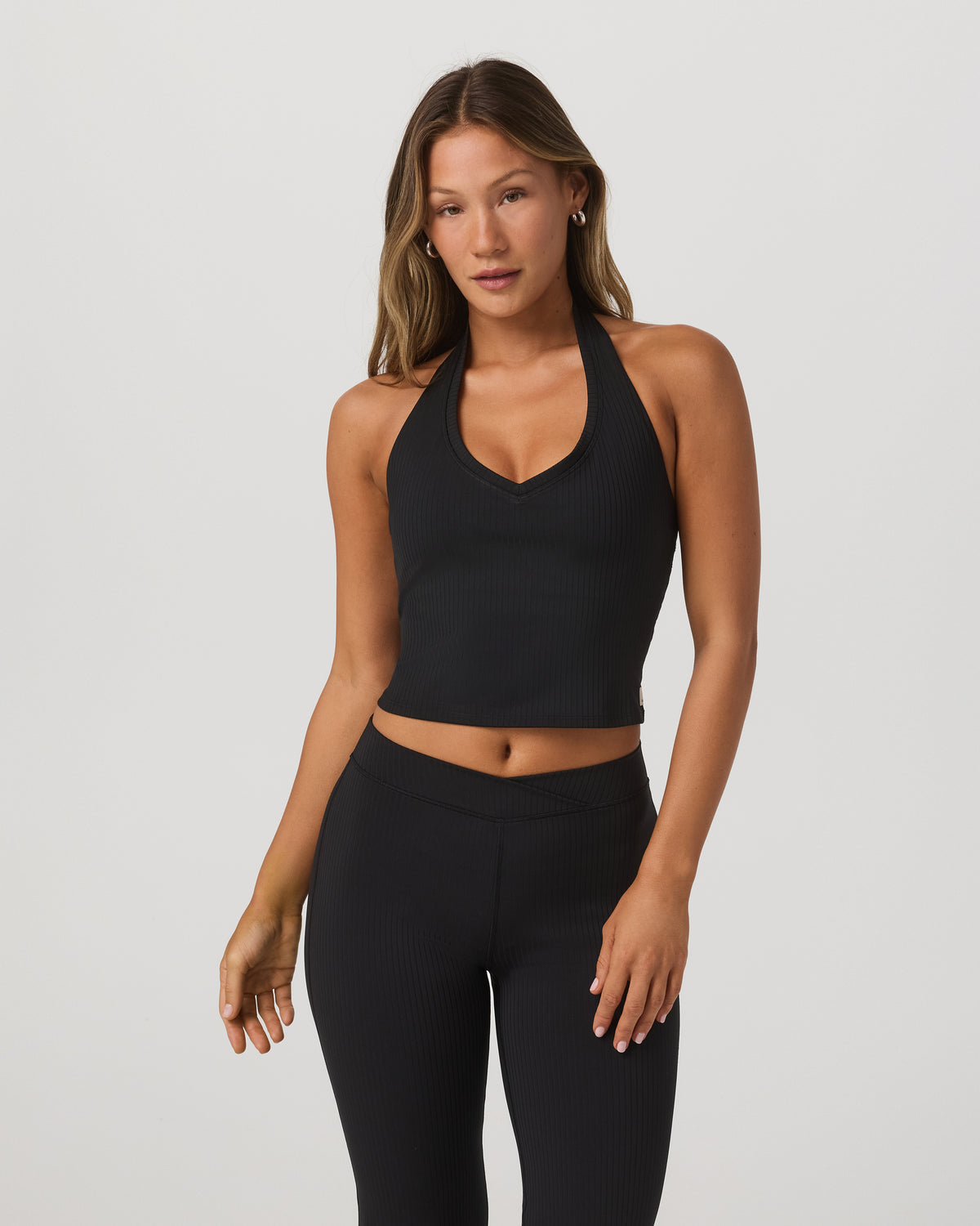 Inversion Rib Tank Women's Black Halter Fitness Top - Vuori Clothing
