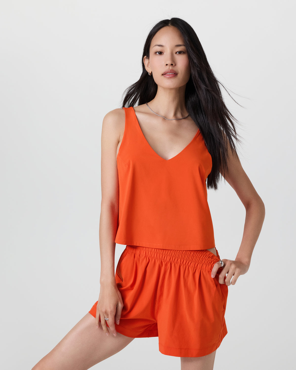 Villa Cropped Tank Bright Poppy - Vuori Clothing
