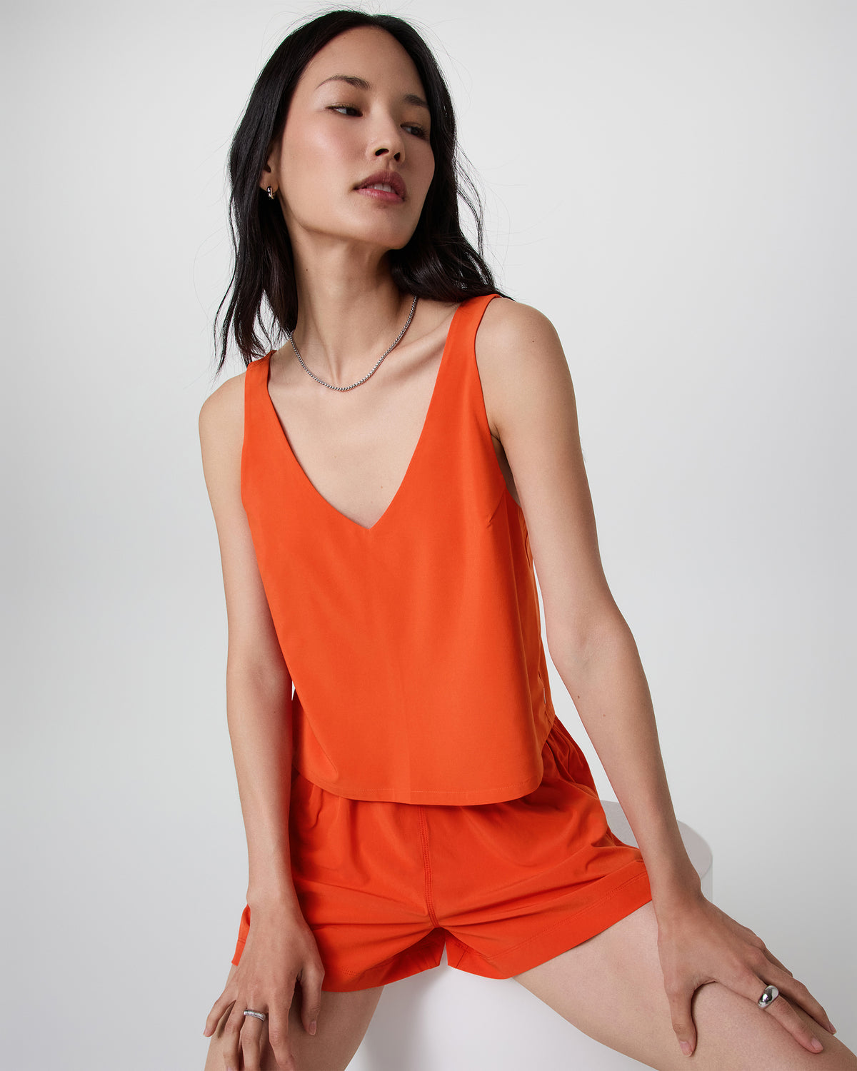 Villa Cropped Tank Bright Poppy - Vuori Clothing