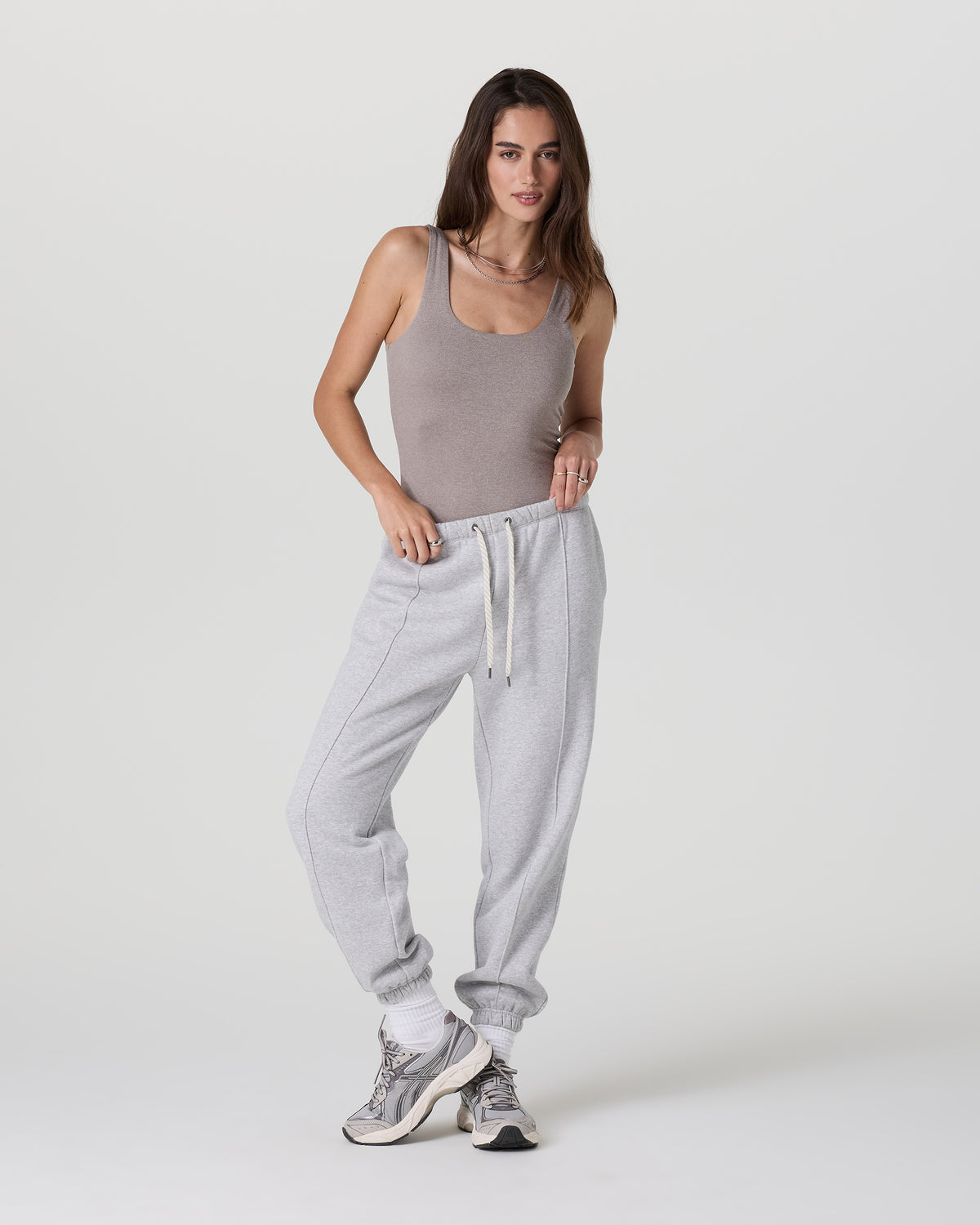 Sleeveless Halo Bodysuit Cobblestone Heather - Vuori Clothing
