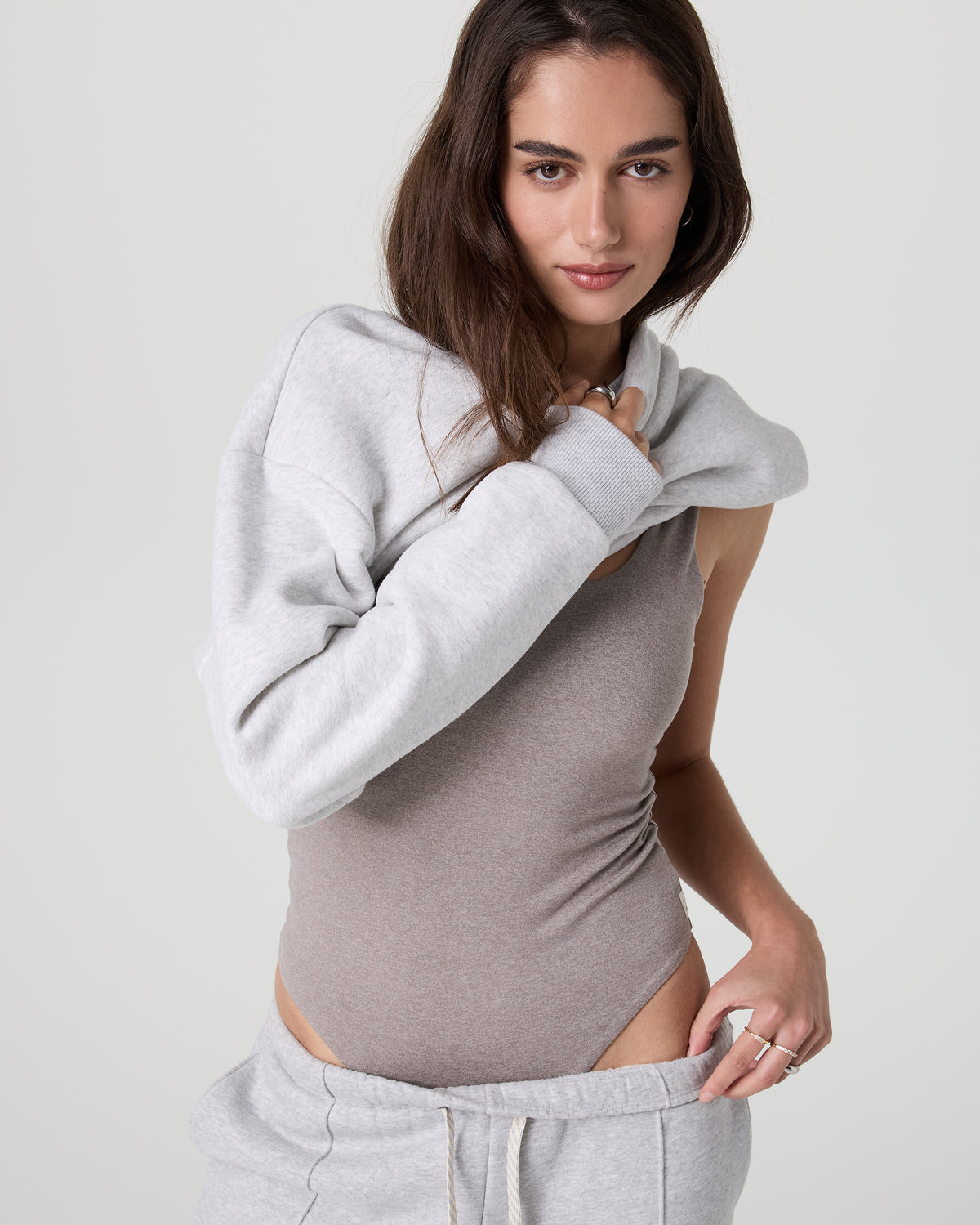 Sleeveless Halo Bodysuit Cobblestone Heather - Vuori Clothing