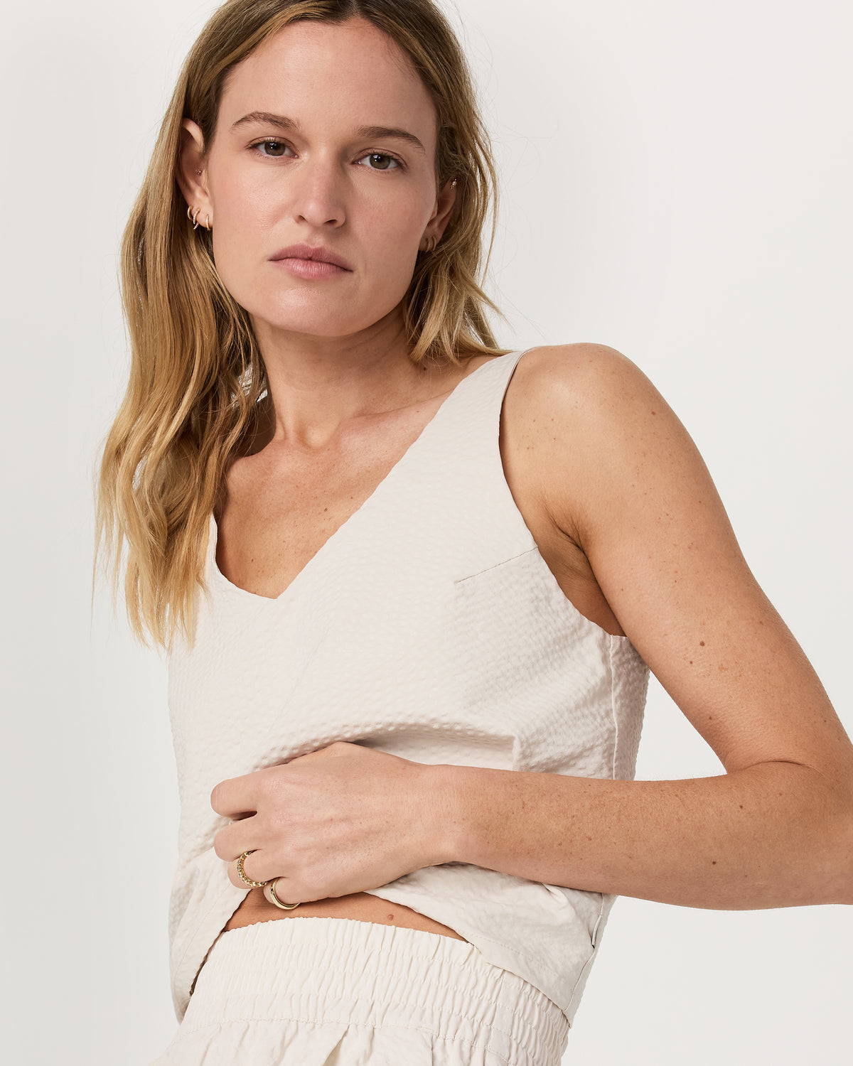 Villa Textured Crop Tank Milkweed - Vuori Clothing
